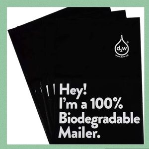 25 XL Self-Sealing Poly Mailers • Black Biodegradable 12x15.5